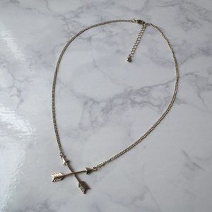 Crossed Arrows Gold Necklace